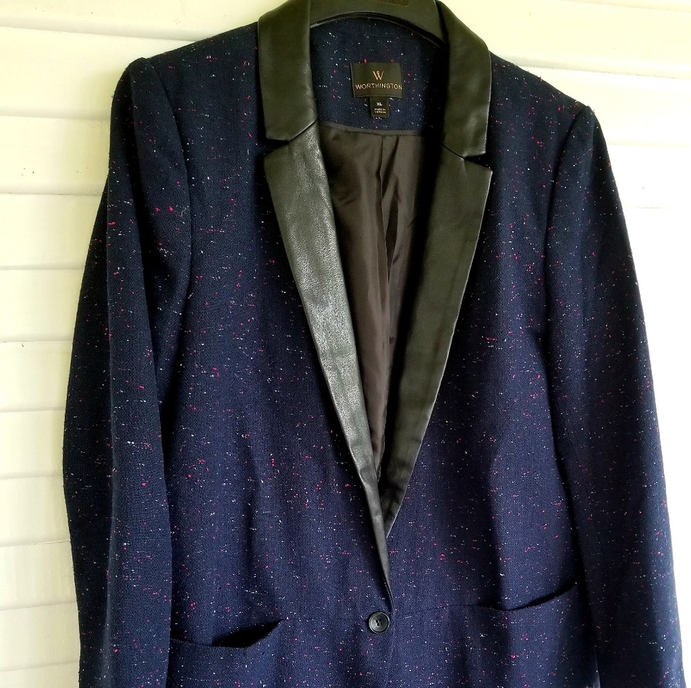 Worthington Blue Blazer with Pink and Blue Thread